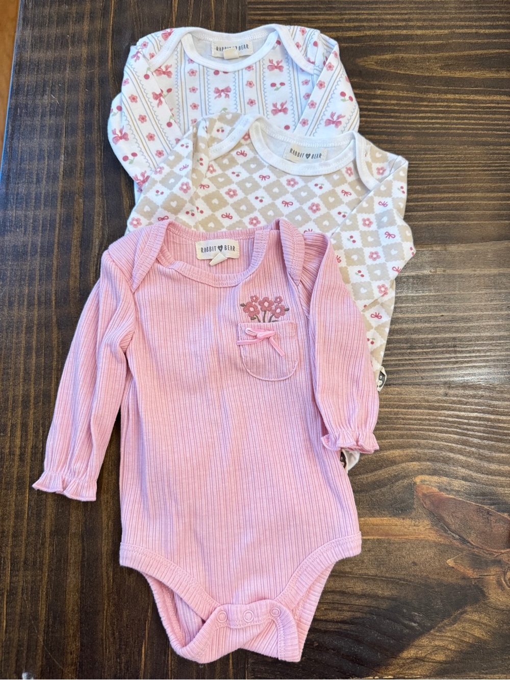 Three (3) Rabbit Bear Long Sleeve Onesies